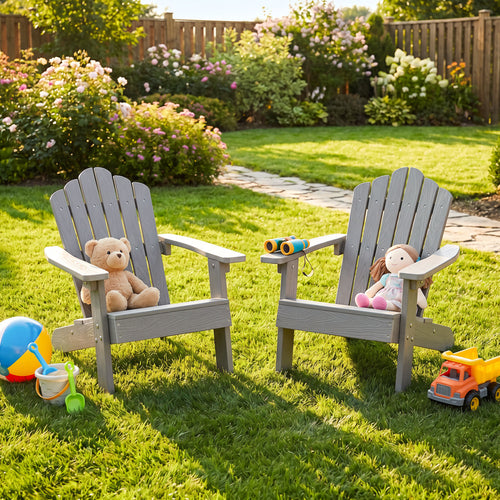 Set of 2 Kids Adirondack Chairs Outdoor, Grey