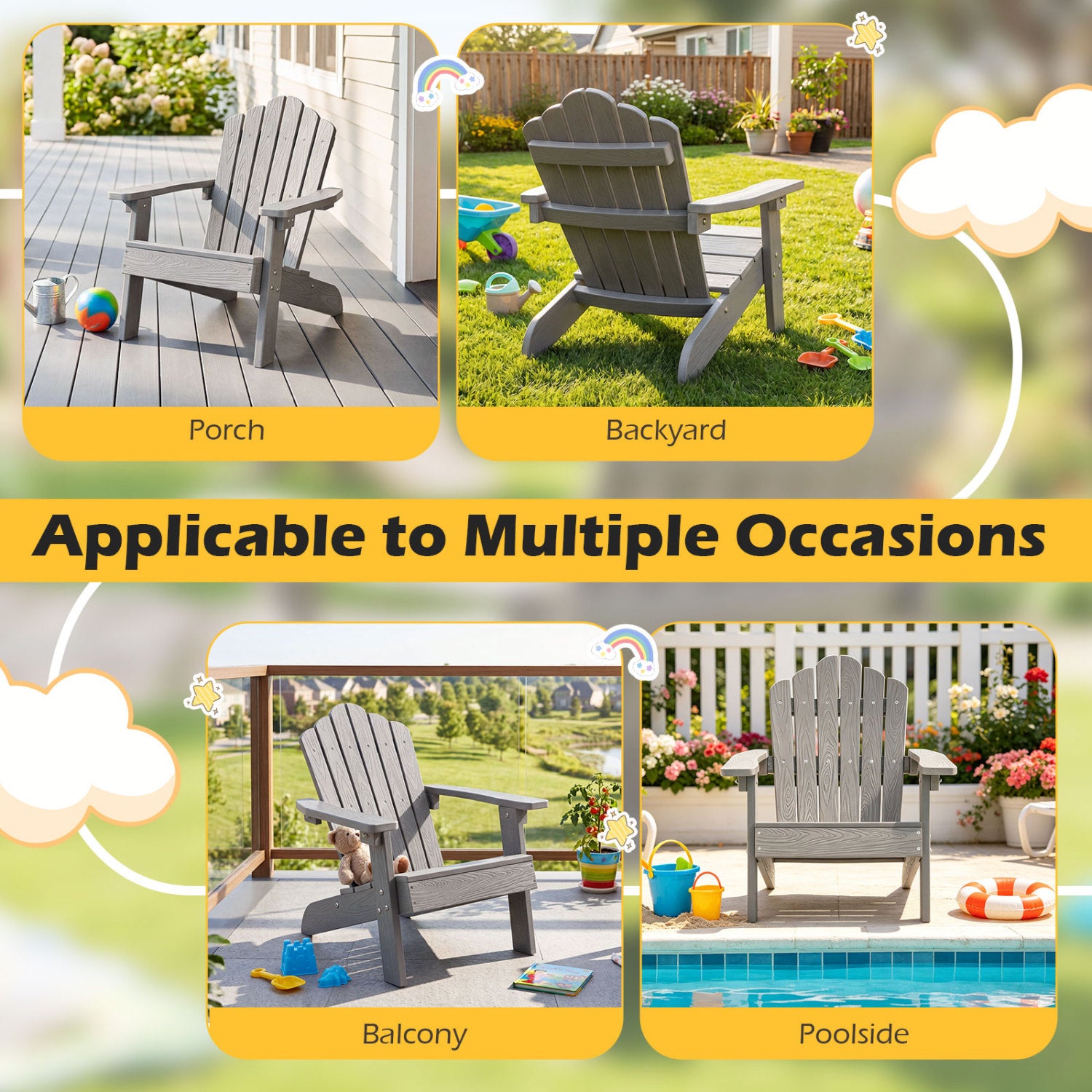 Set of 2 Kids Adirondack Chairs Outdoor, Grey Adirondack Chairs at Gallery Canada