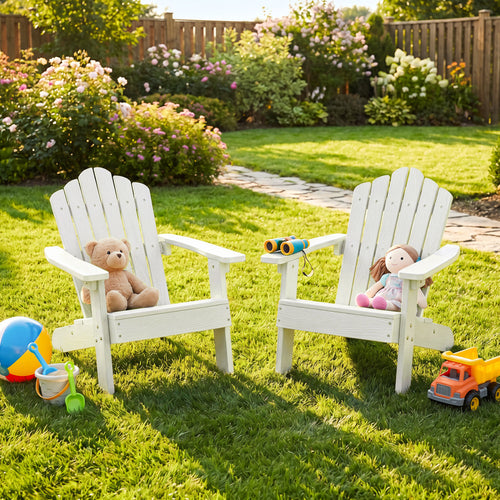 Set of 2 Kids Adirondack Chairs, Outdoor Chairs, White