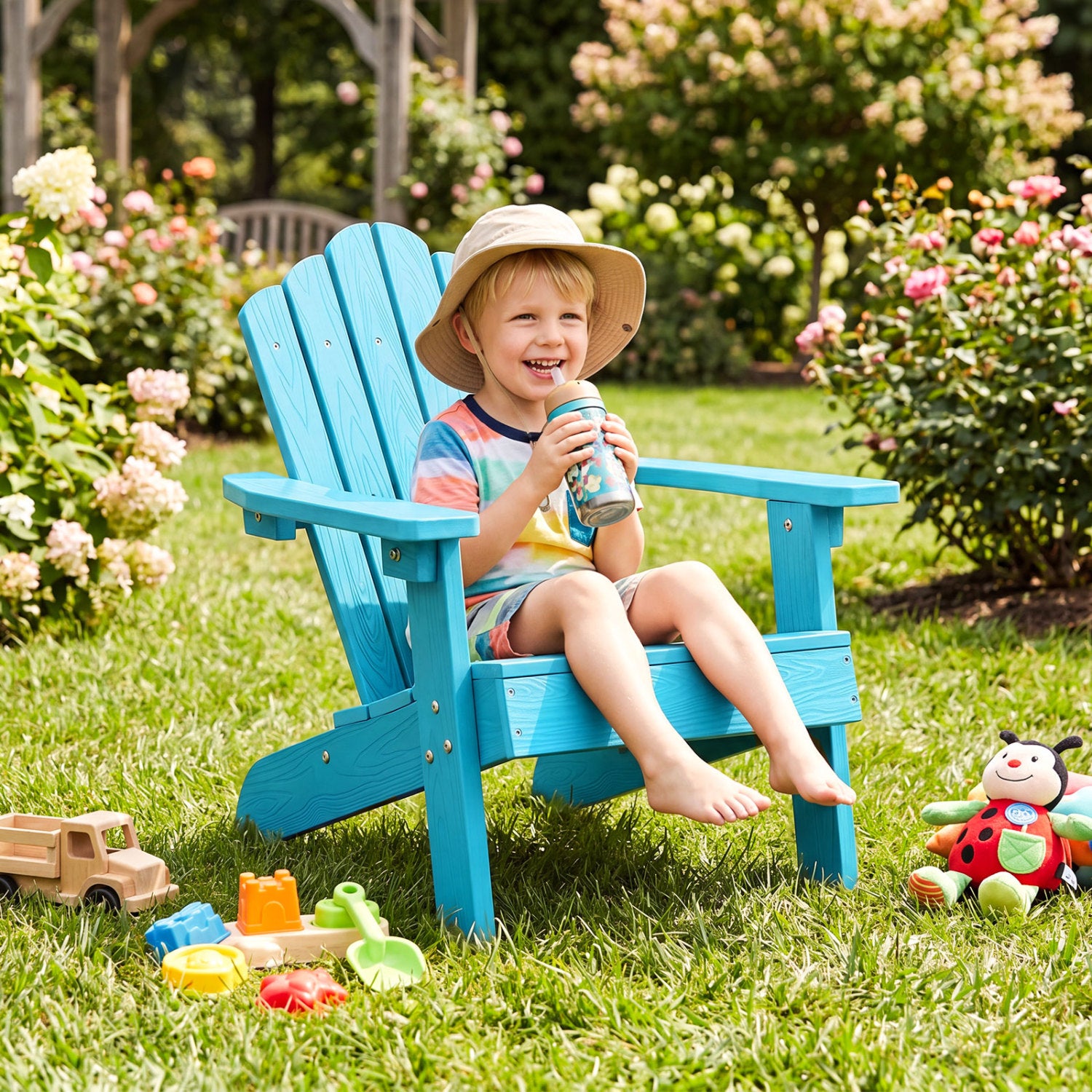 Set of 2 Kids Adirondack Chairs, Outdoor, Turquoise Adirondack Chairs at Gallery Canada
