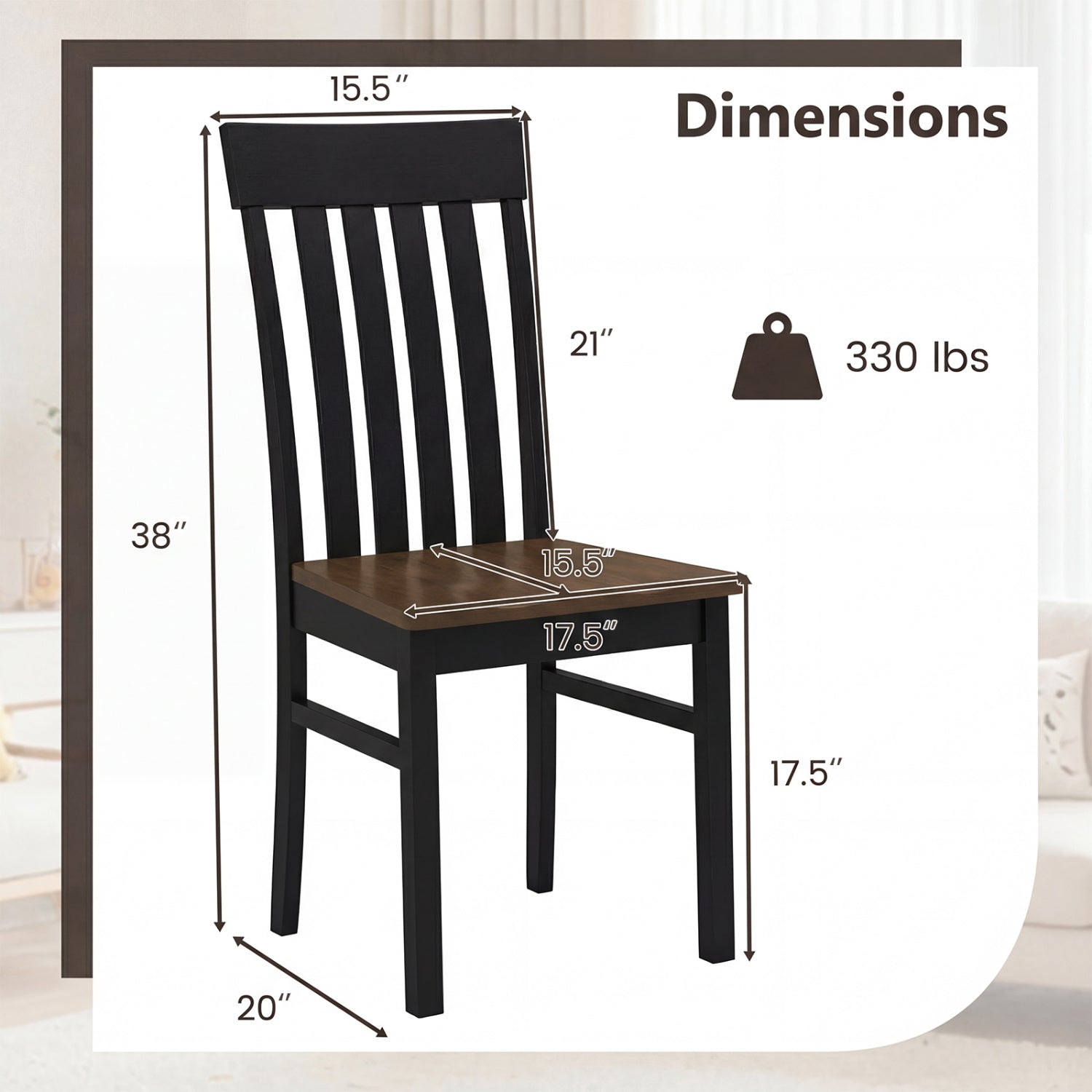 Set of 2 Armless Kitchen Dining Chairs, Black Dining Chairs at Gallery Canada