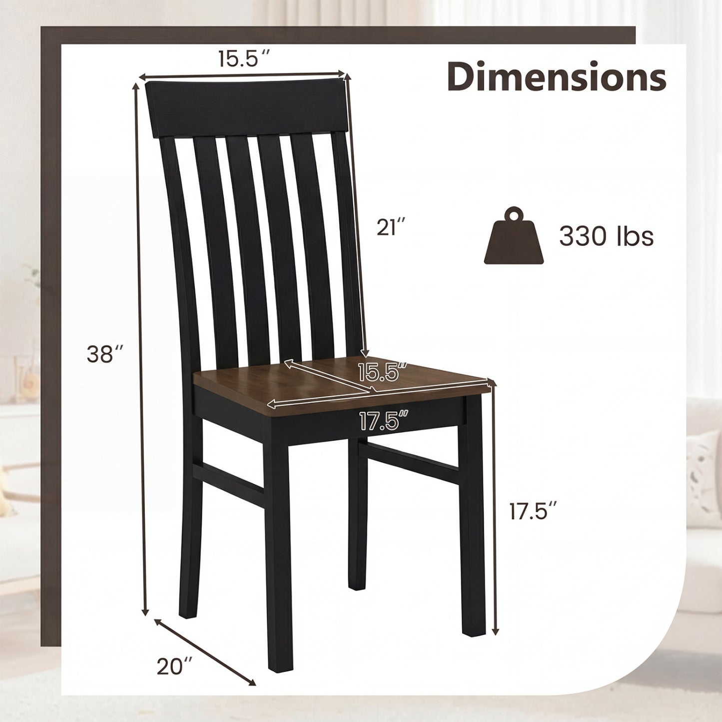 Set of 2 Armless Kitchen Dining Chairs, Black Dining Chairs at Gallery Canada