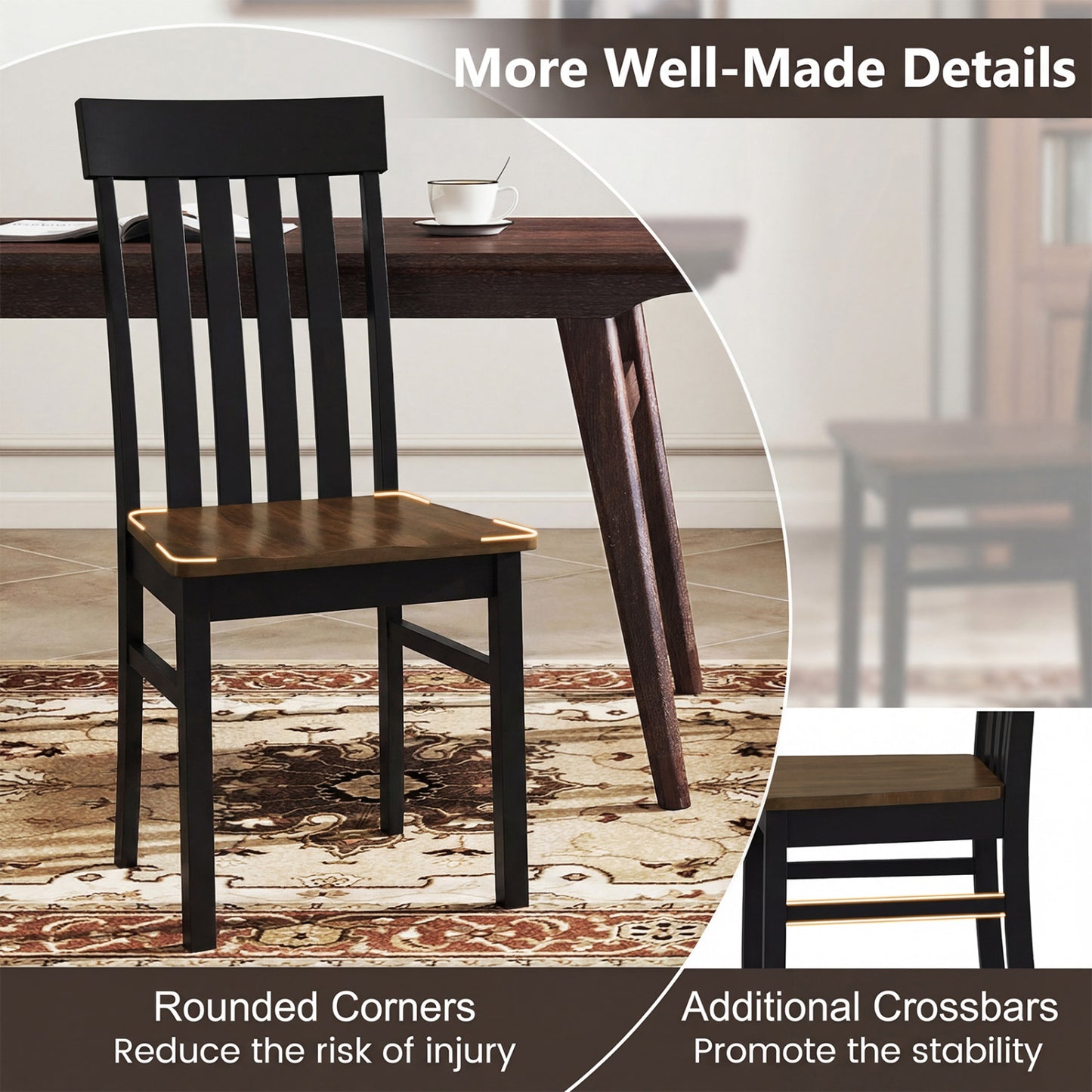 Set of 2 Armless Kitchen Dining Chairs, Black Dining Chairs at Gallery Canada