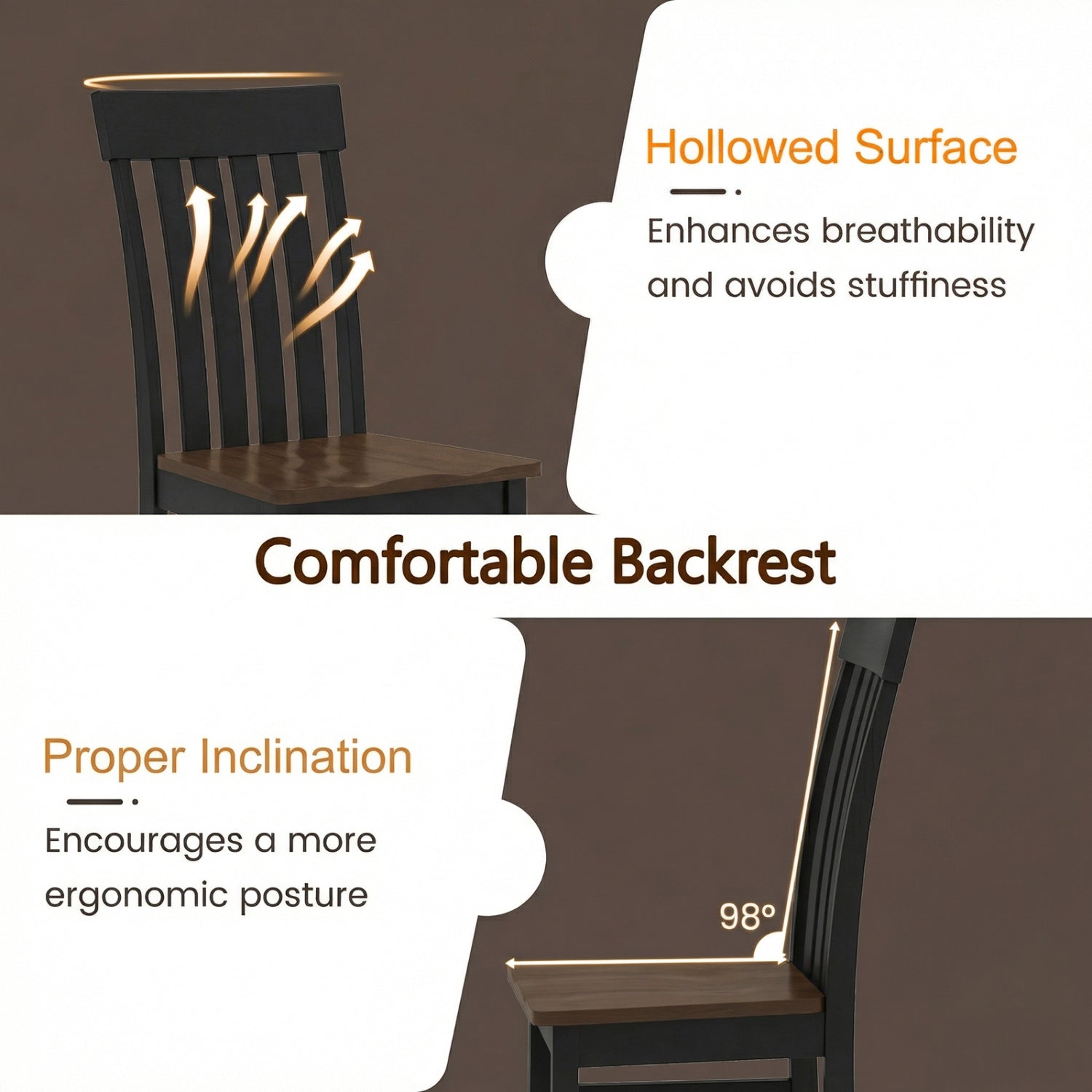 Set of 2 Armless Kitchen Dining Chairs, Black Dining Chairs at Gallery Canada