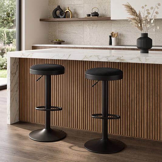 Set of 2 Adjustable Bar Stools with Padded Seat, Black Bar Stools Black at Gallery Canada