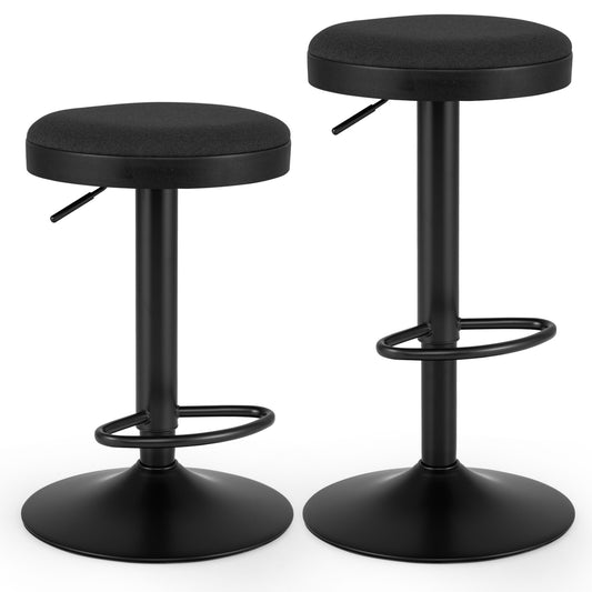 Set of 2 Adjustable Bar Stools with Padded Seat, Black Bar Stools Black at Gallery Canada
