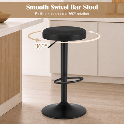 Ensemble de 2 tabourets de bar réglables avec siège rembourré, noir