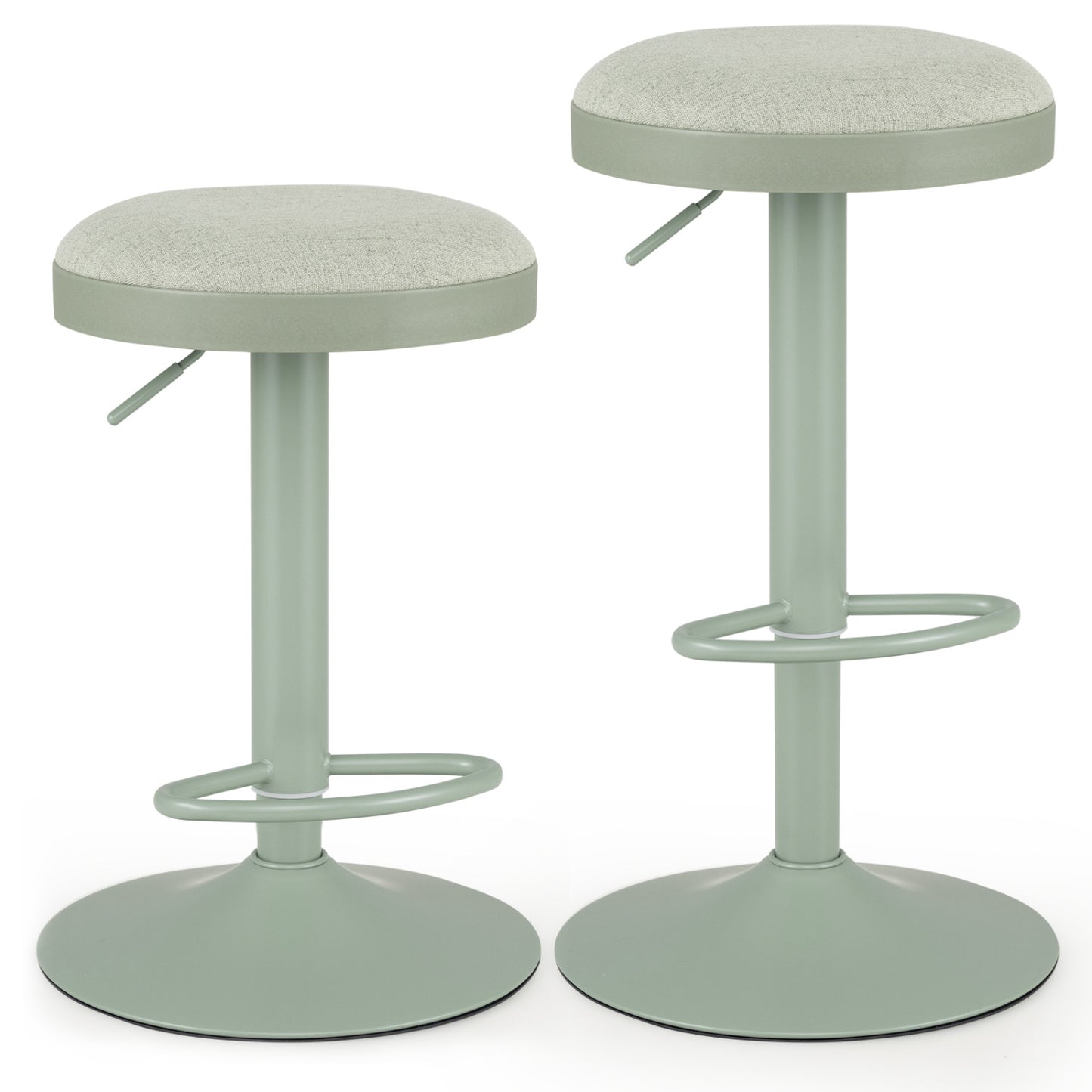 Ensemble de 2 tabourets de bar de cuisine réglables avec siège rembourré, vert