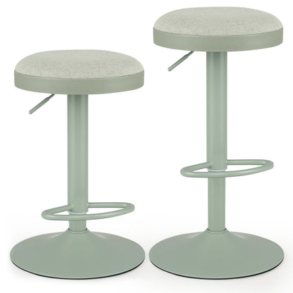 Ensemble de 2 tabourets de bar de cuisine réglables avec siège rembourré, vert