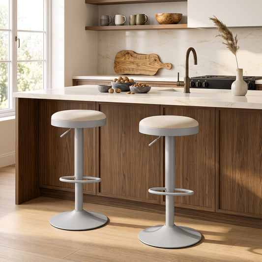 Set of 2 Kitchen Bar Stools with Height Adjustment, Padded Seats, Gray Bar Stools Gray at Gallery Canada