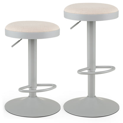 Ensemble de 2 tabourets de bar de cuisine avec réglage en hauteur, sièges rembourrés, gris