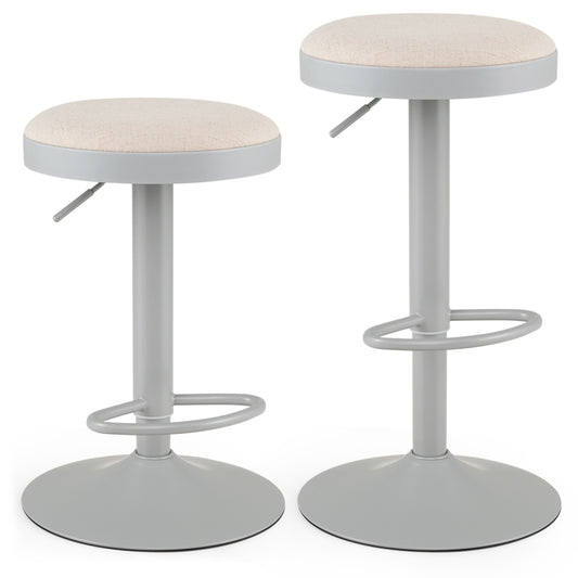 Set of 2 Kitchen Bar Stools with Height Adjustment, Padded Seats, Gray Bar Stools Gray at Gallery Canada