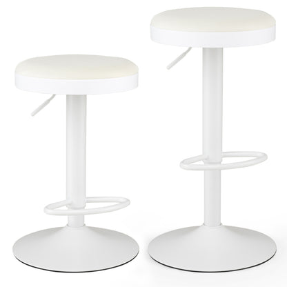 Ensemble de 2 tabourets de bar de cuisine, hauteur réglable, blanc