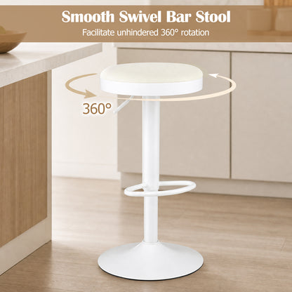 Ensemble de 2 tabourets de bar de cuisine, hauteur réglable, blanc