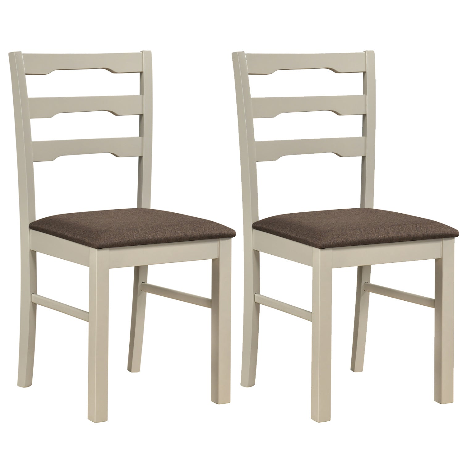 Set of 2 Linen Style Upholstered Dining Chairs with Wood Frames, White Dining Chairs at Gallery Canada