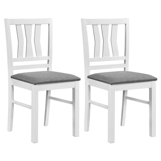 Set of 2 Linen Style Upholstered Kitchen Chairs with Wood Frames, White Dining Chairs White at Gallery Canada