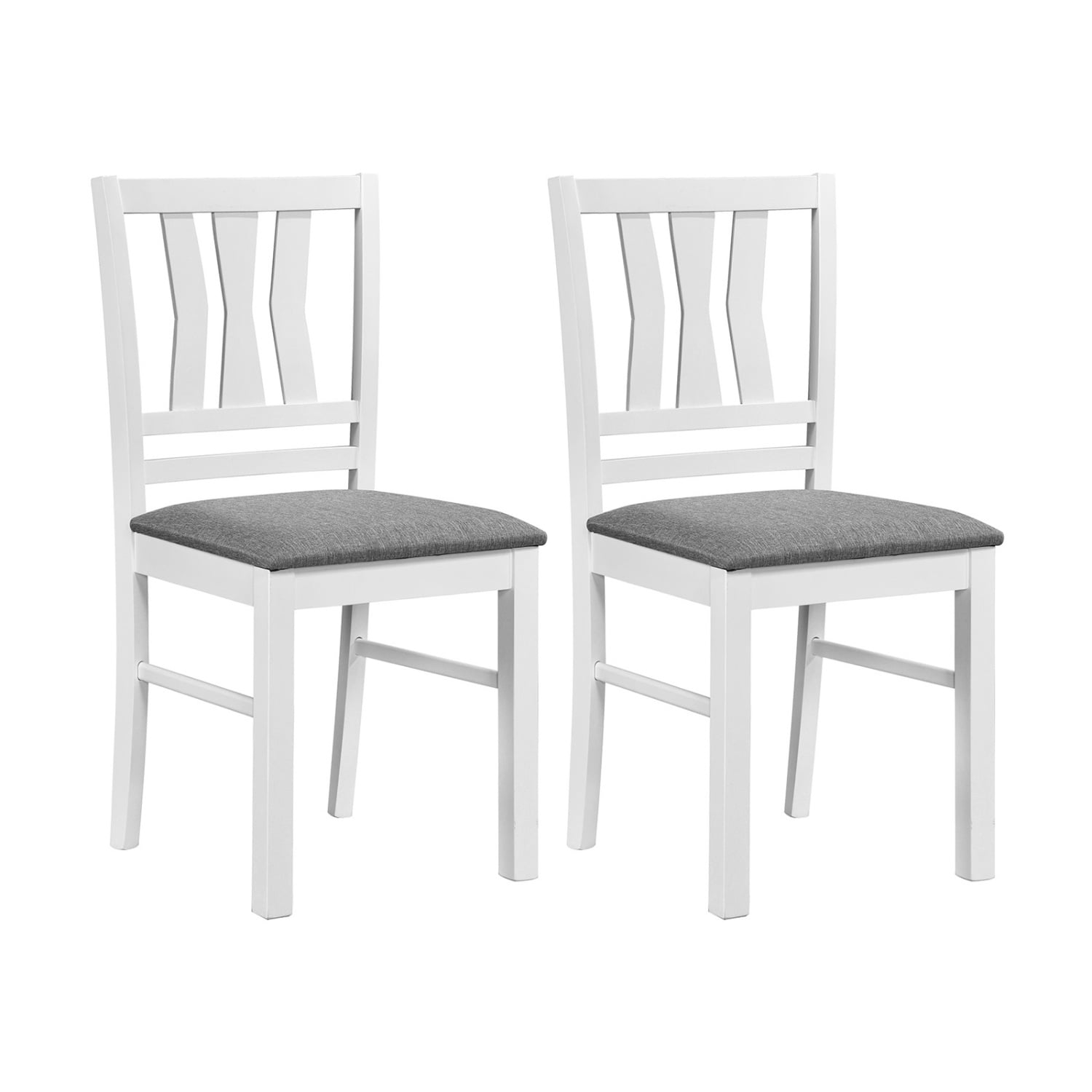 Set of 2 Linen Style Upholstered Kitchen Chairs with Wood Frames, White Dining Chairs at Gallery Canada