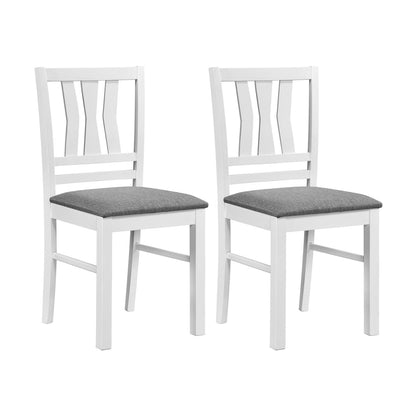 Set of 2 Linen Style Upholstered Kitchen Chairs with Wood Frames, White Dining Chairs at Gallery Canada