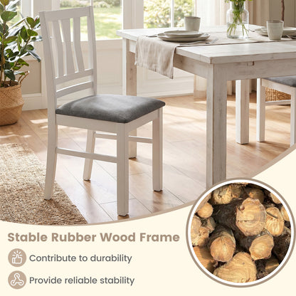 Set of 2 Linen Style Upholstered Kitchen Chairs with Wood Frames, White Dining Chairs at Gallery Canada