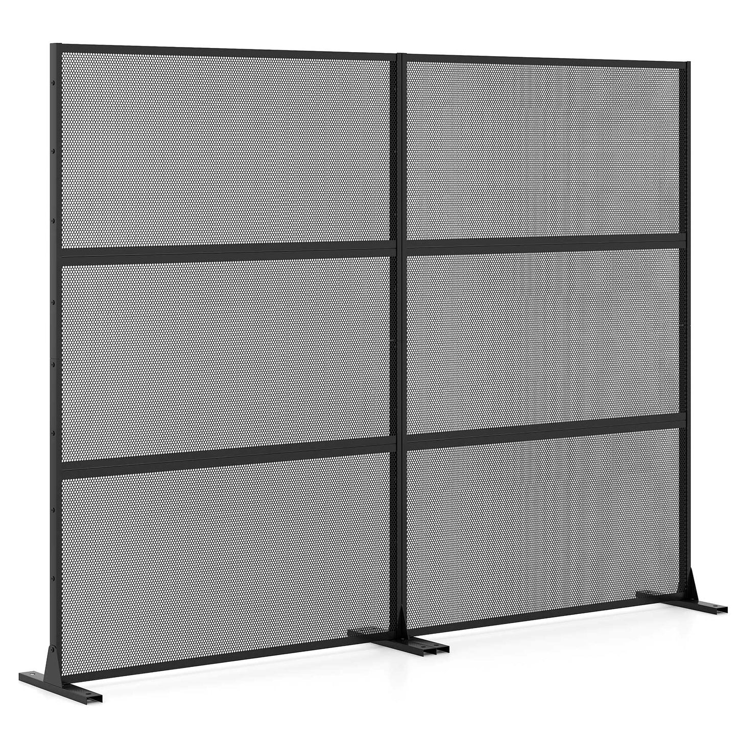 Set of 2 Metal Privacy Screen with Expansion Bolts, Black Room Dividers Black at Gallery Canada