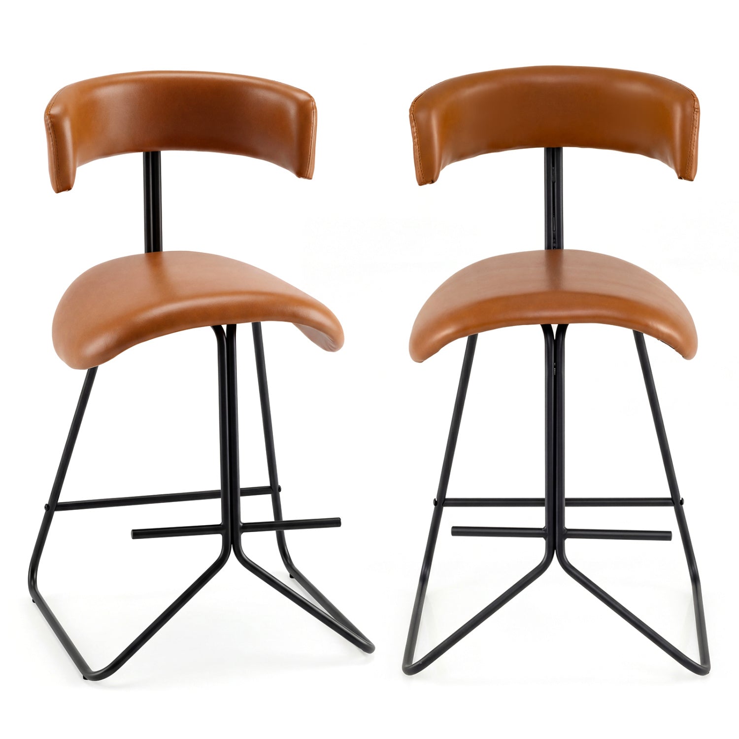 Set Of 2 Counter Height Stools, 25 Inch, Faux Leather, Espresso Bar Stools at Gallery Canada