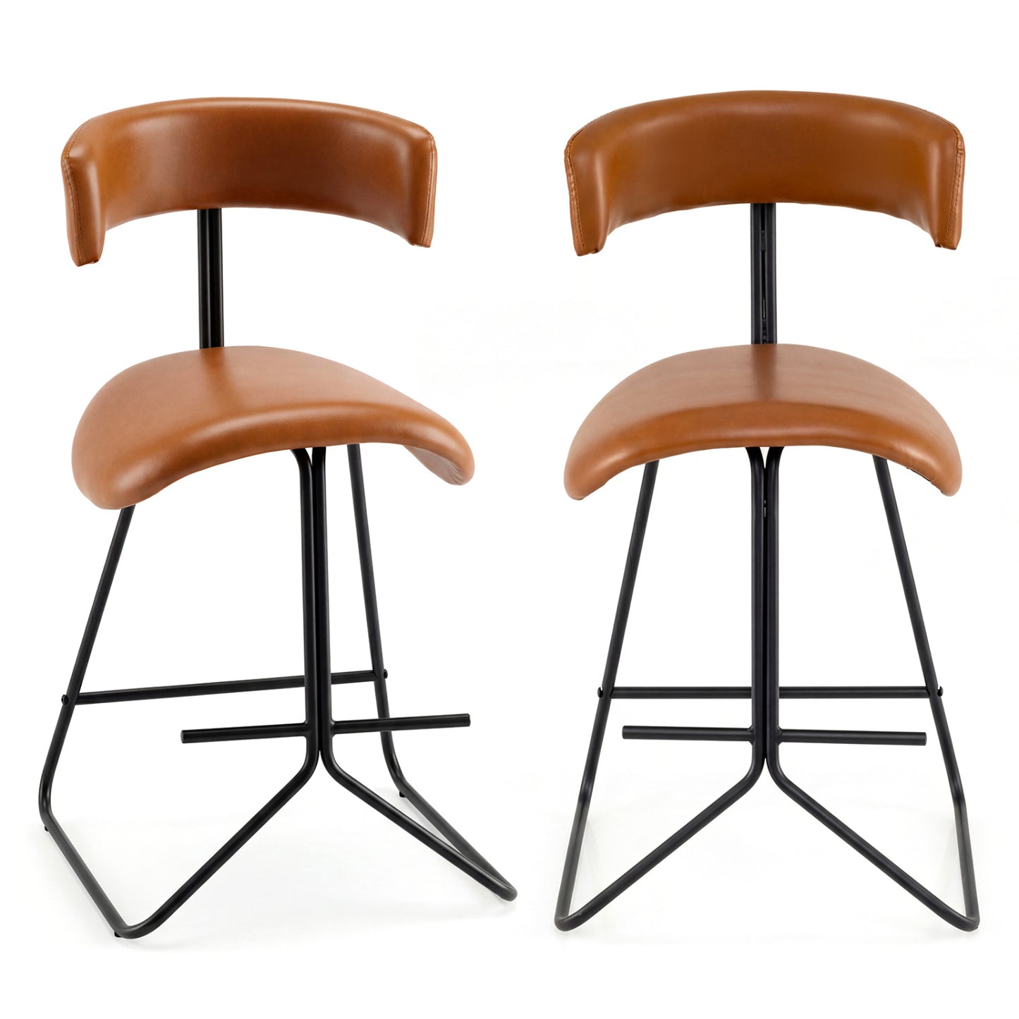 Set Of 2 Counter Height Stools, 25 Inch, Faux Leather, Espresso Bar Stools at Gallery Canada