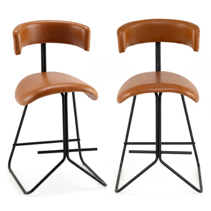 Set Of 2 Counter Height Stools, 25 Inch, Faux Leather, Espresso Bar Stools at Gallery Canada