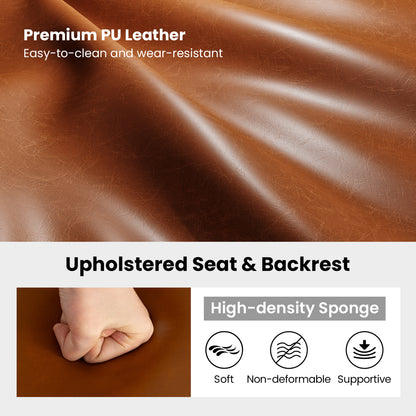 Set Of 2 Counter Height Stools, 25 Inch, Faux Leather, Espresso Bar Stools at Gallery Canada