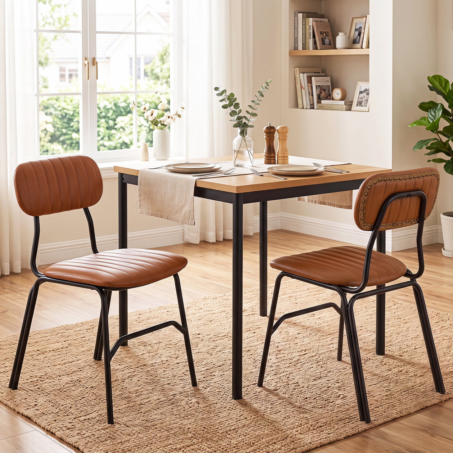 Ensemble de 2 chaises de salle à manger modernes, marron