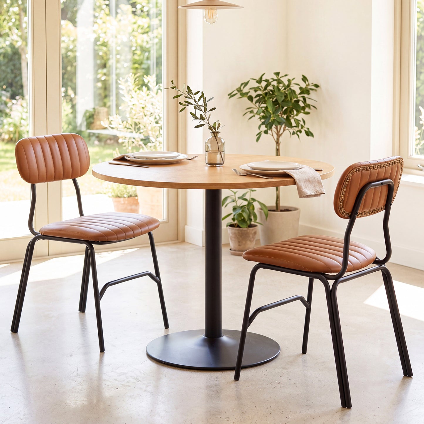 Ensemble de 2 chaises de salle à manger modernes, marron