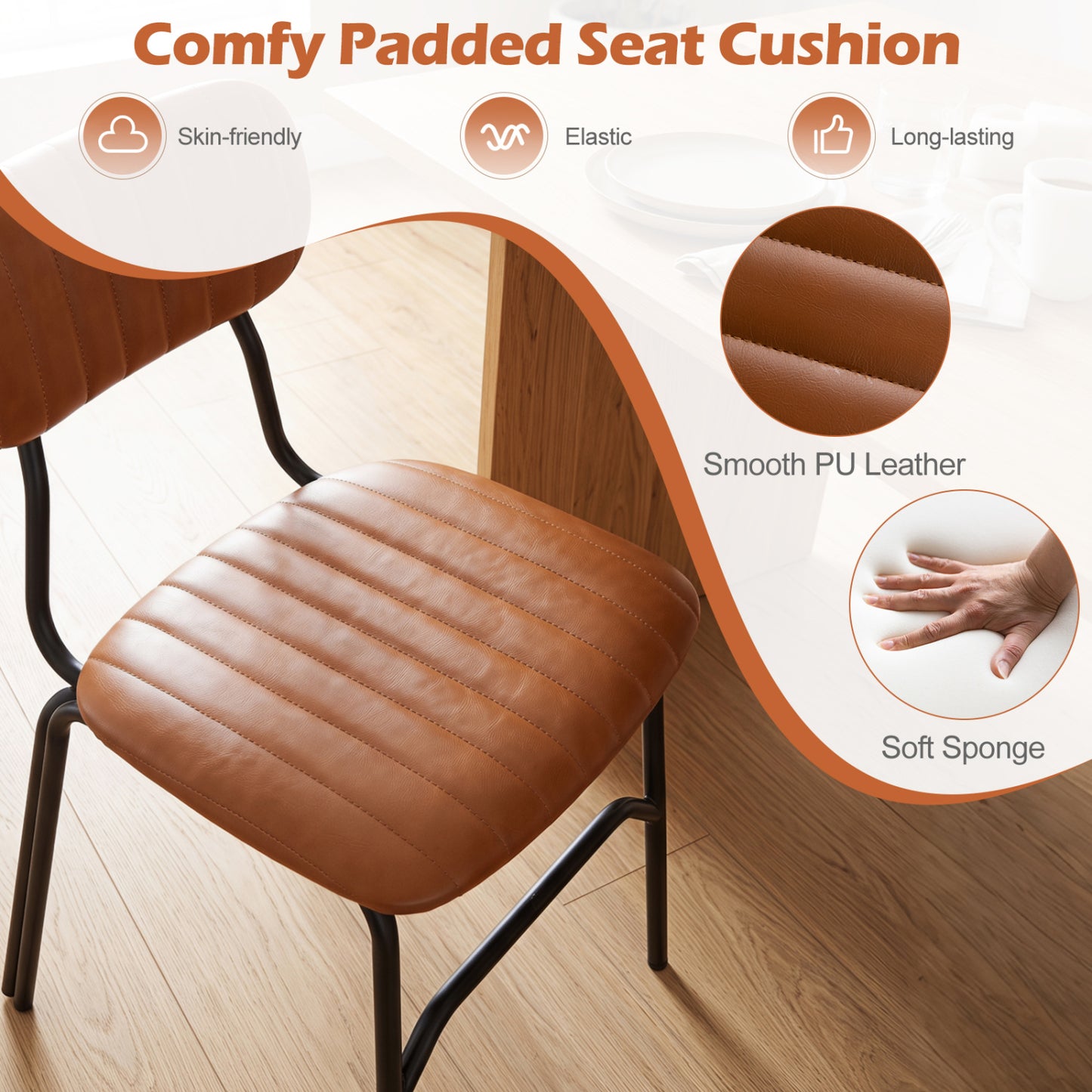 Ensemble de 2 chaises de salle à manger modernes, marron