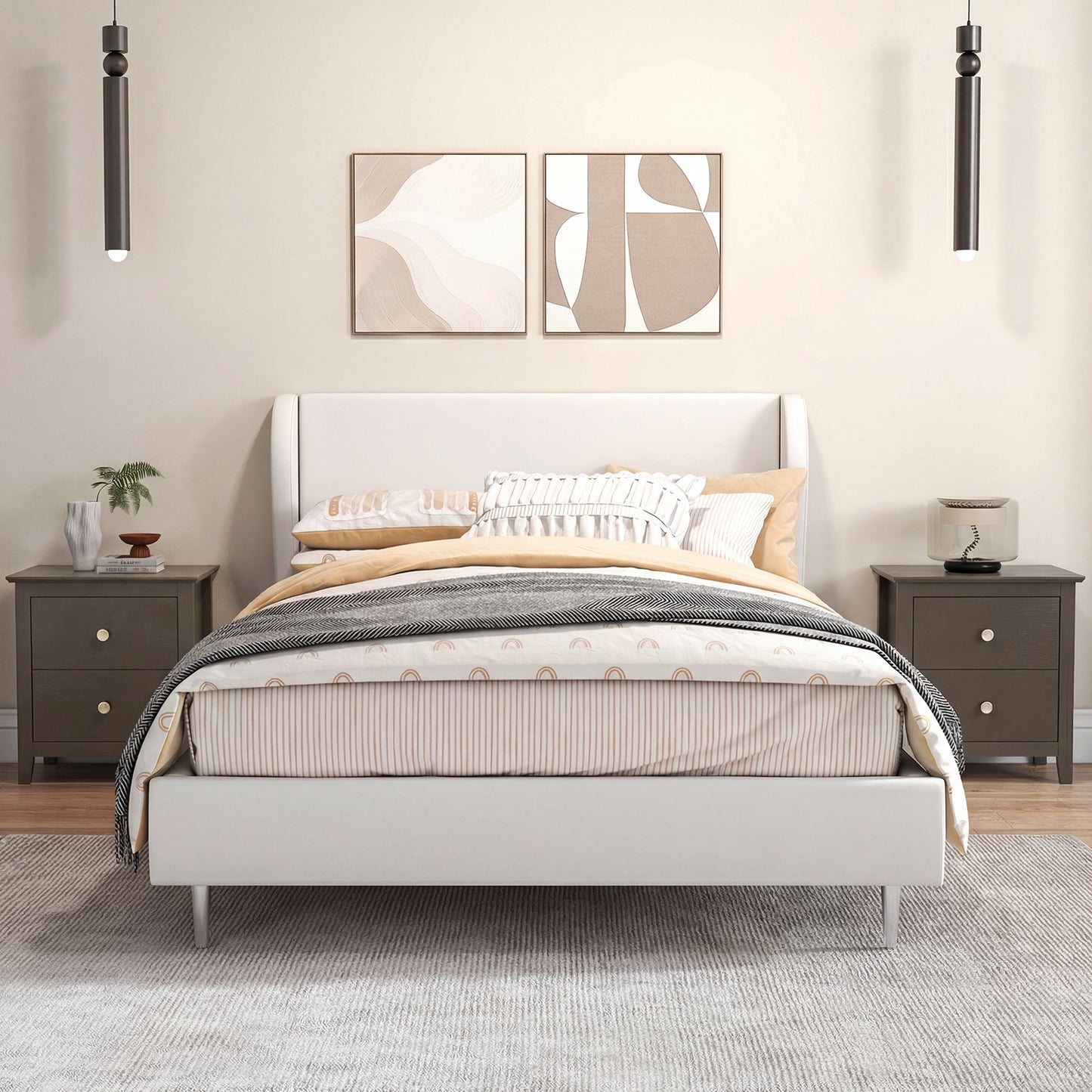 Modern Nightstand Set, 2 Drawers, Brown Nightstands at Gallery Canada