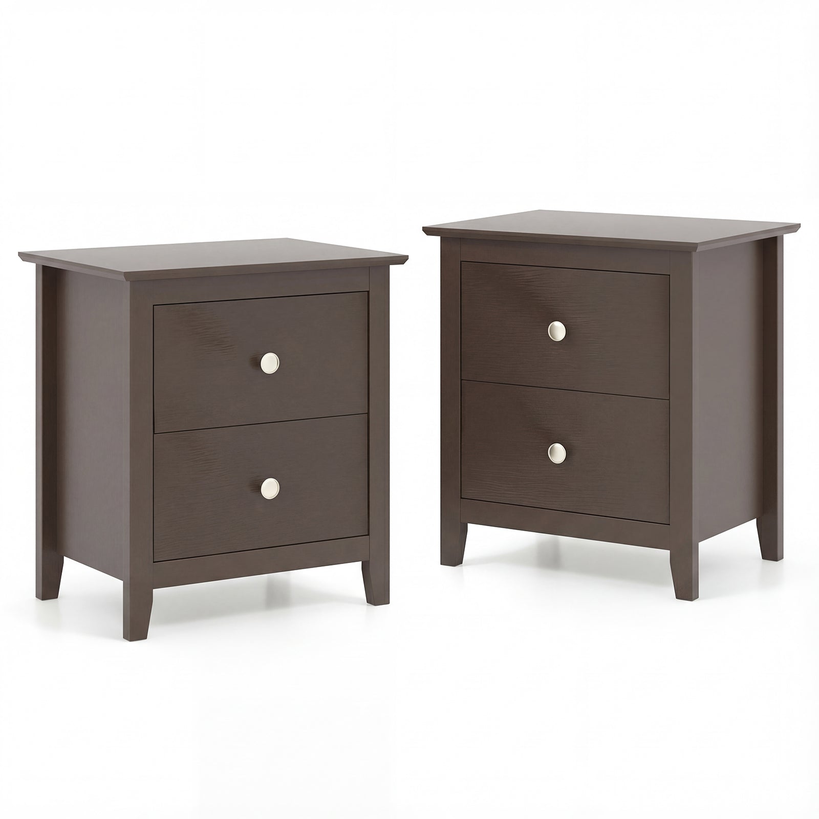 Modern Nightstand Set, 2 Drawers, Brown Nightstands Rustic Brown at Gallery Canada