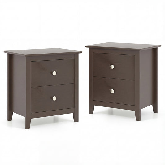 Modern Nightstand Set, 2 Drawers, Brown Nightstands Rustic Brown at Gallery Canada