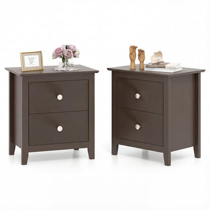 Modern Nightstand Set, 2 Drawers, Brown Nightstands at Gallery Canada