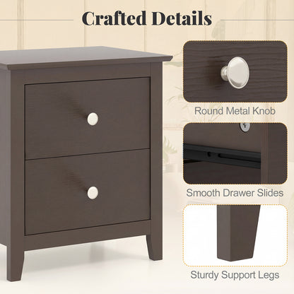 Modern Nightstand Set, 2 Drawers, Brown Nightstands at Gallery Canada