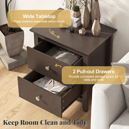 Modern Nightstand Set, 2 Drawers, Brown Nightstands at Gallery Canada