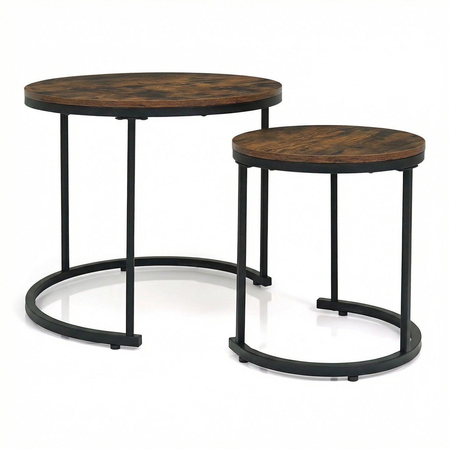 Modern Round Stacking Nesting Coffee Tables, Rustic Brown Coffee Tables at Gallery Canada