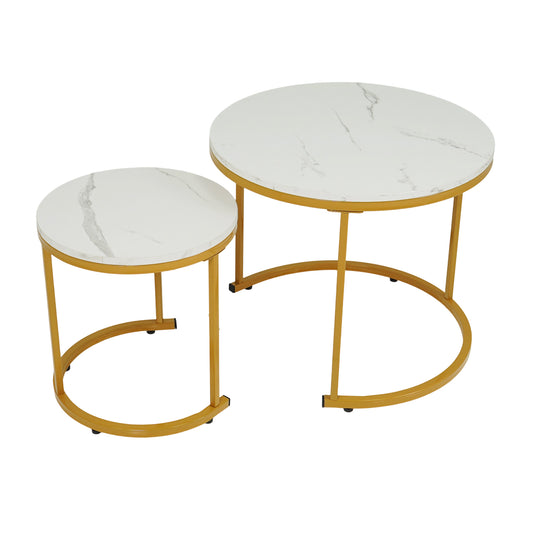 Set Of 2 Modern Round Stacking Nesting Coffee Tables, Golden Coffee Tables Golden at Gallery Canada