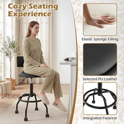 Set Of 2 Swivel Adjustable Bar Stools, Black
