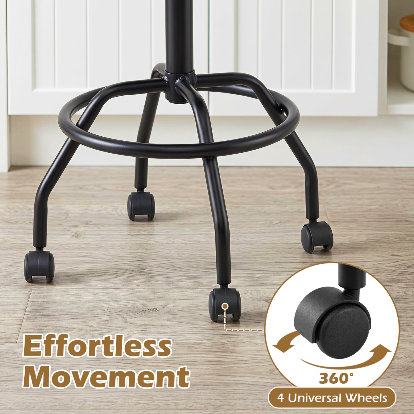 Set Of 2 Swivel Adjustable Bar Stools, Black
