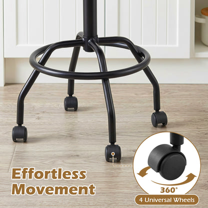 Set Of 2 Swivel Adjustable Bar Stools, Black