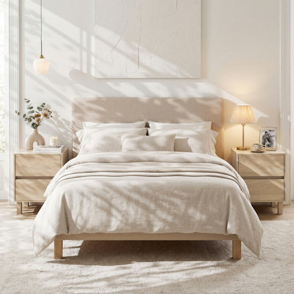 Set of 2 Modern Wooden End Table with 2 Storage Drawers, Natural End & Side Tables at Gallery Canada