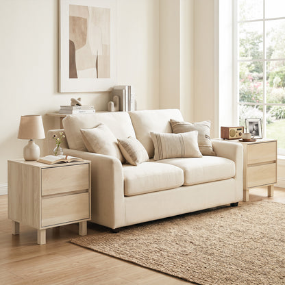 Set of 2 Modern Wooden End Table with 2 Storage Drawers, Natural End & Side Tables at Gallery Canada