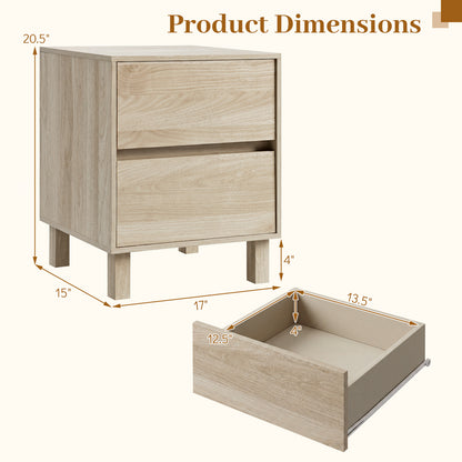 Set of 2 Modern Wooden End Table with 2 Storage Drawers, Natural End & Side Tables at Gallery Canada