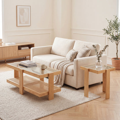 Set of 2 Nesting Coffee Table with Boho Rattan Accent Table, Natural Coffee Tables at Gallery Canada