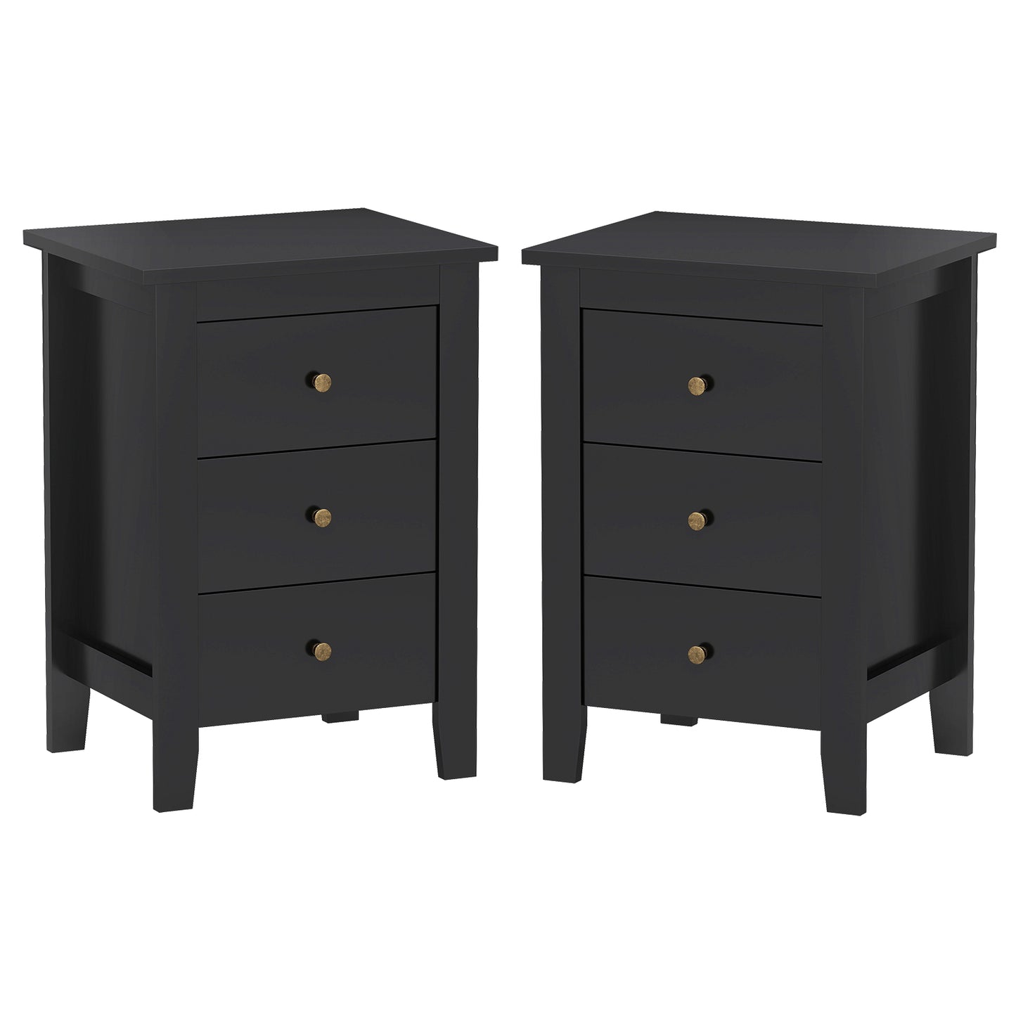 Set of 2 Nightstand End Beside Table Drawers, Black Nightstands at Gallery Canada