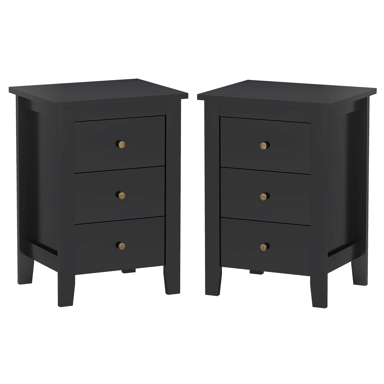 Set of 2 Nightstand End Beside Table Drawers, Black Nightstands at Gallery Canada