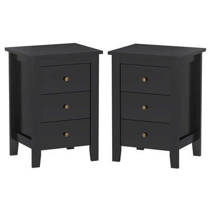 Set of 2 Nightstand End Beside Table Drawers, Black Nightstands at Gallery Canada