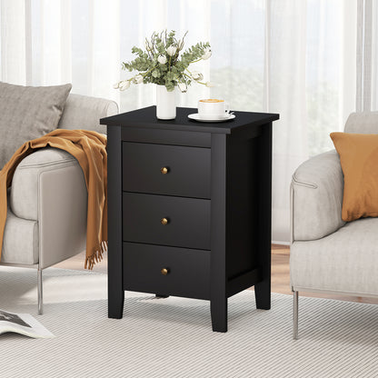 Set of 2 Nightstand End Beside Table Drawers, Black Nightstands at Gallery Canada